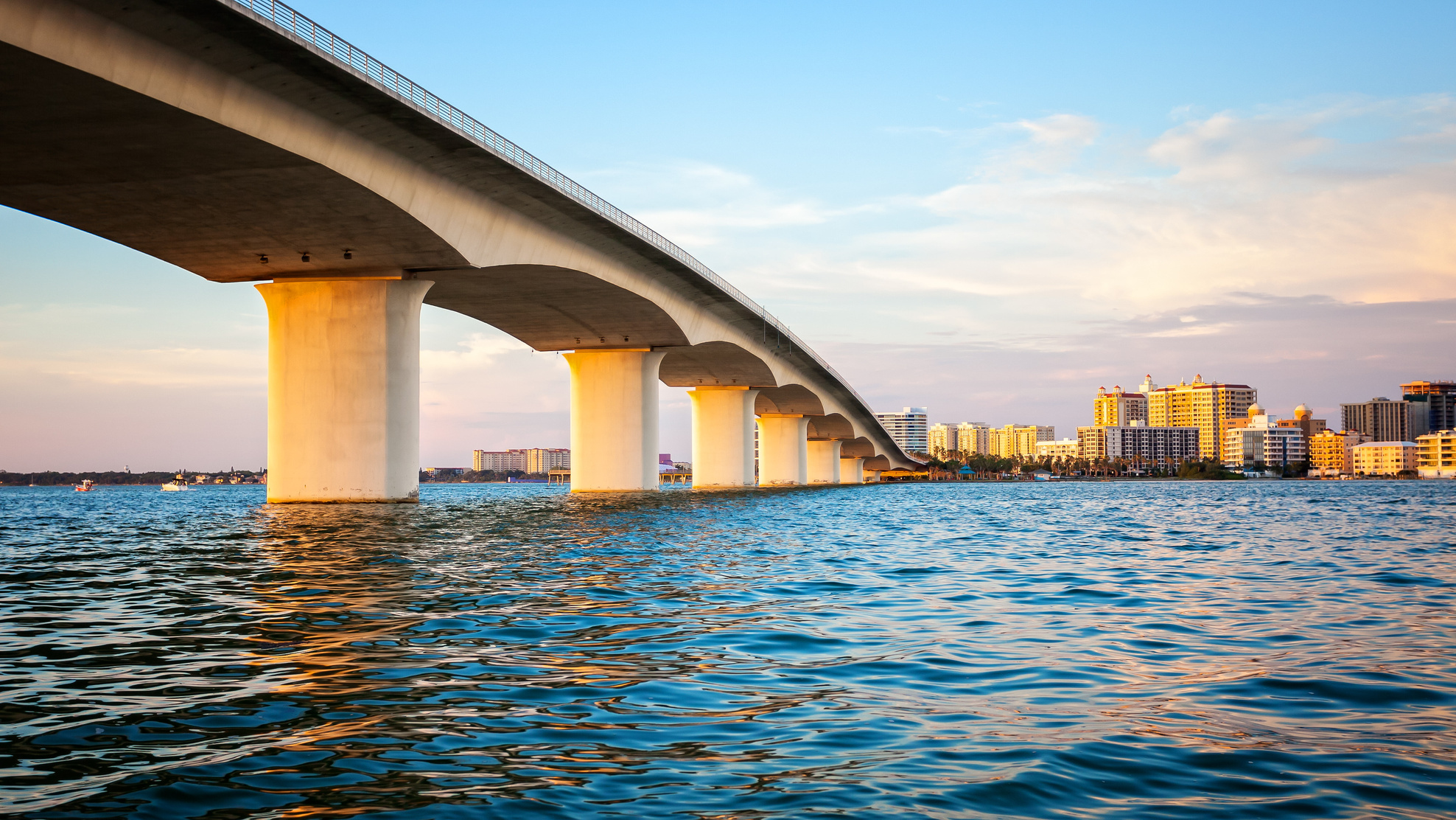 Sarasota, Florida Skyline and Bridge across Bay